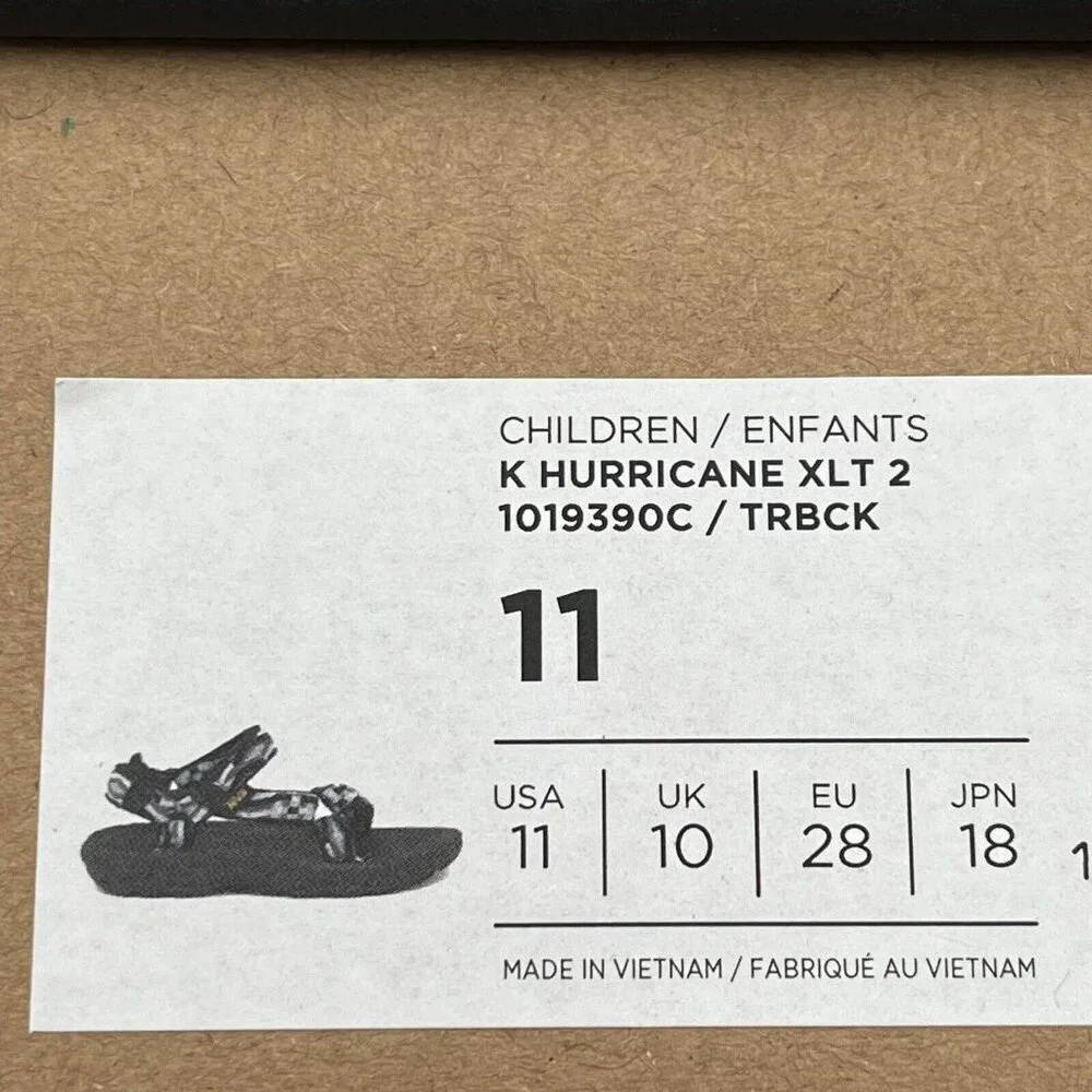 Teva Hurricane Little Boys‎ Sport Sandals Size 11 Black Gray Adjustable Straps